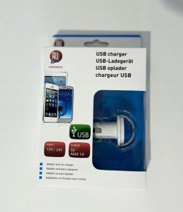 Ładowarka USB samochodowa 12/24 V AllRide adapter biały