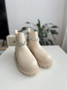 Buty botki sztyblety beżowe NOWE roz. 39